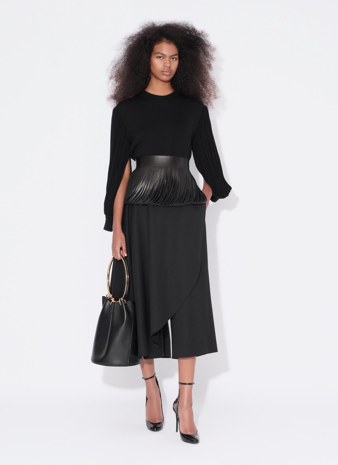 ASYMMETRICAL SKIRT TROUSERS ALAÏA BLACK ASYMMETRICAL SKIRT TROUSERS